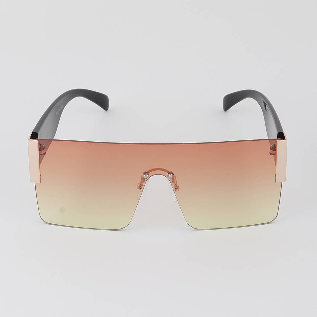Side Enforced Rectangular Shield Sunglasses: MIX