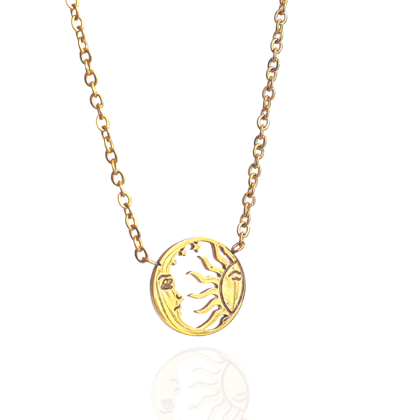 Tiny Sun & Moon Necklace: Gold
