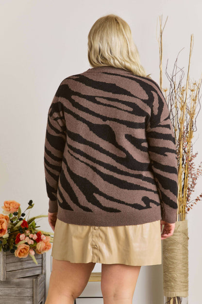 Zebra Pullover Sweater - Plus Size