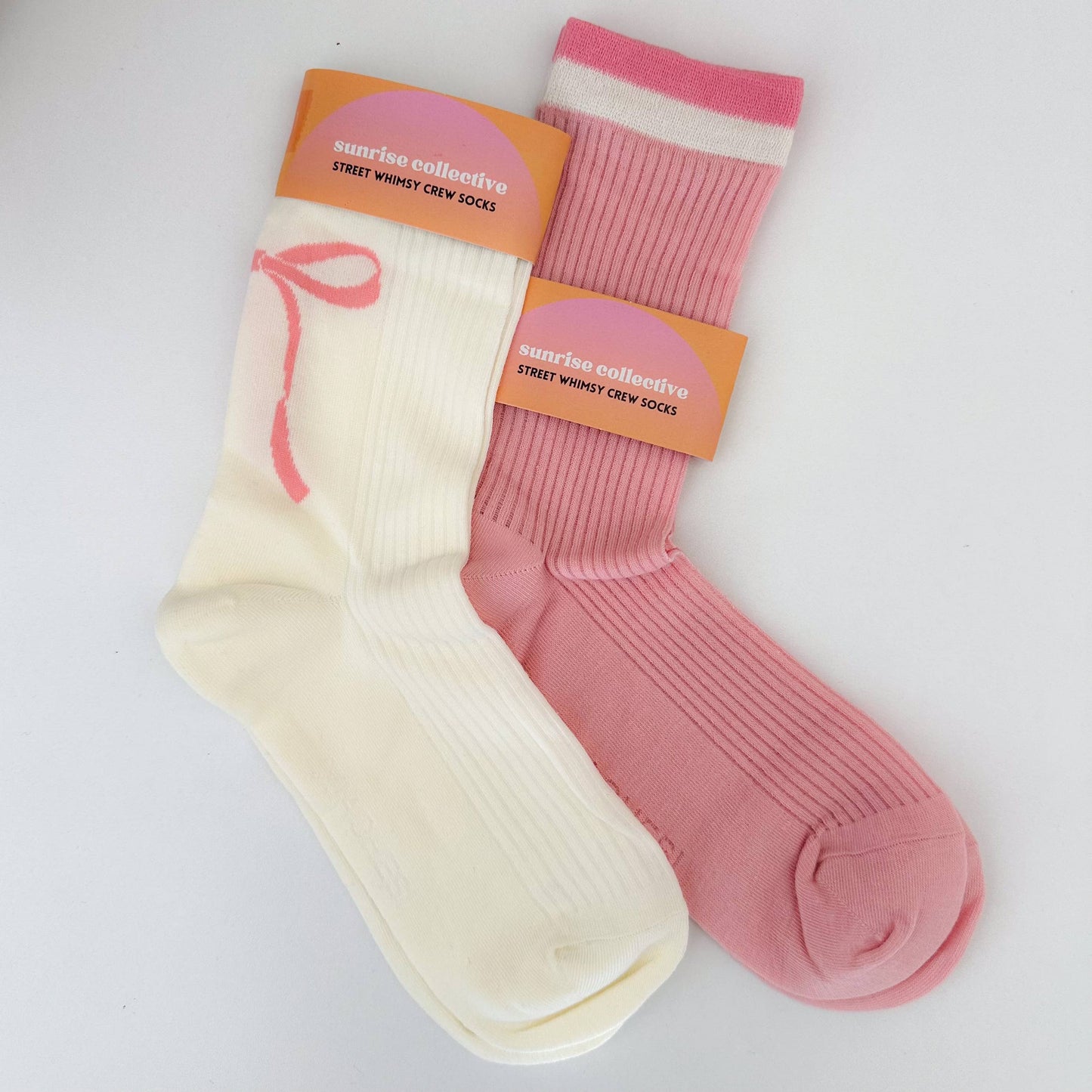 Street Whimsy Crew Socks in Girly Bows & Pink