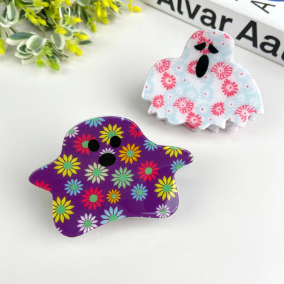 Halloween Cute flower ghost hair claw clip: A