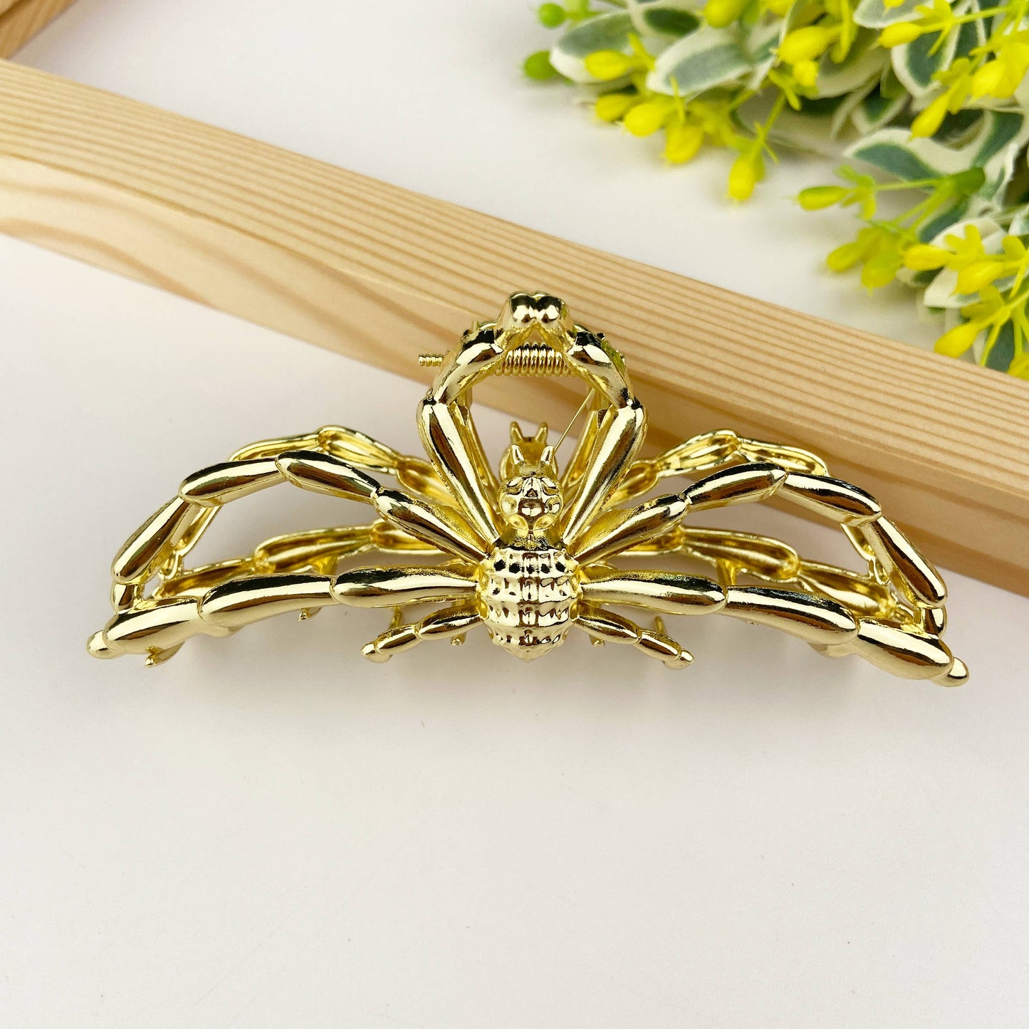 Personalized spider metal hair clip: Gold