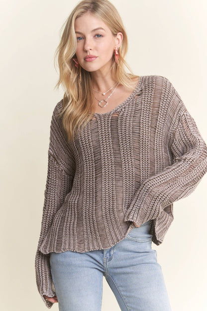 Mocha Distressed Sweater