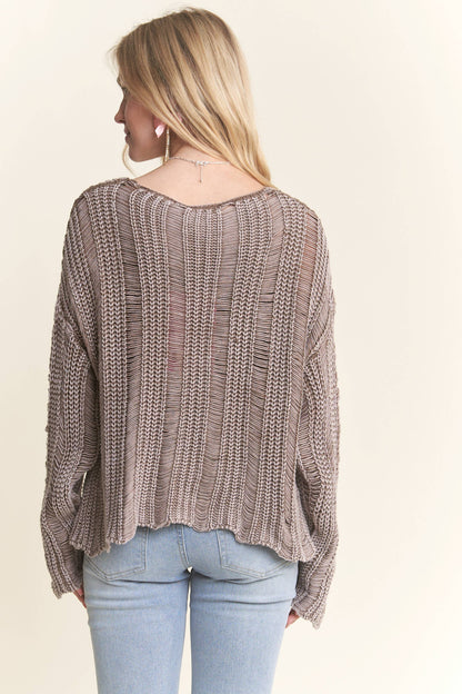 Mocha Distressed Sweater