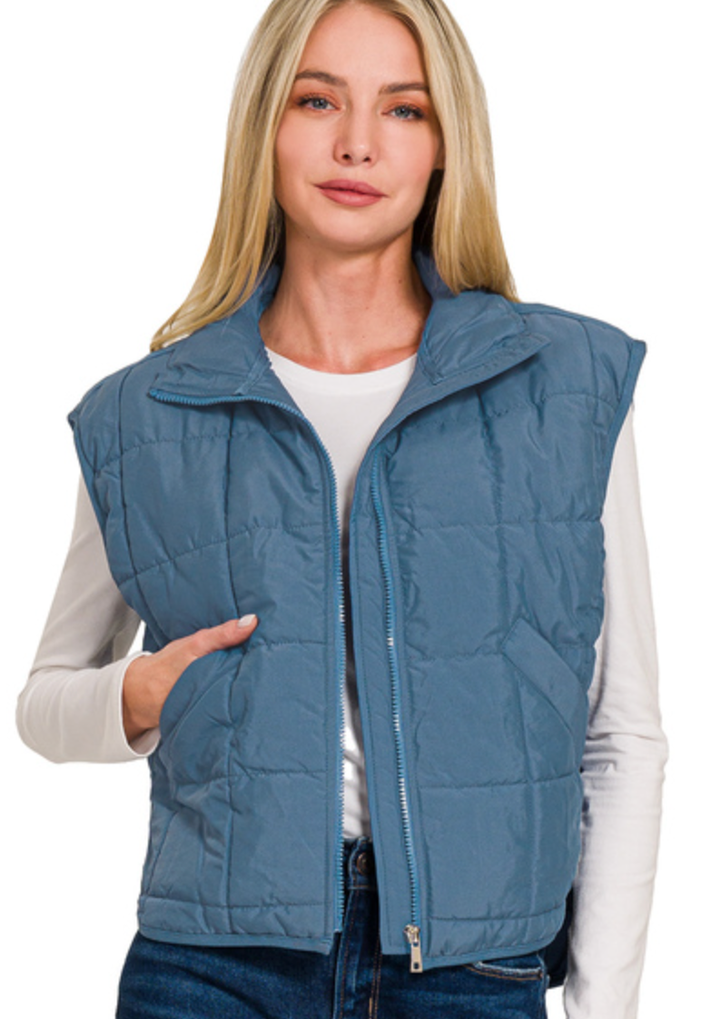 High Neck Puffer Vest