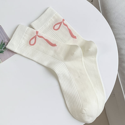 Street Whimsy Crew Socks in Girly Bows & Pink