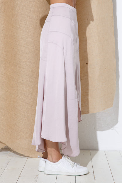 Slash Seamline Slit Asymmetrical Drape Midi Skirt