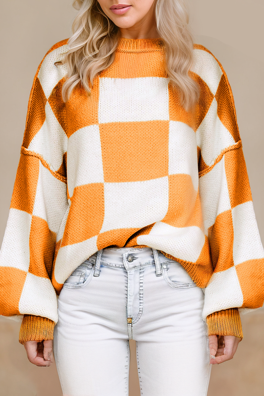 Orange checkered Sweater