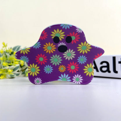 Halloween Cute flower ghost hair claw clip: A