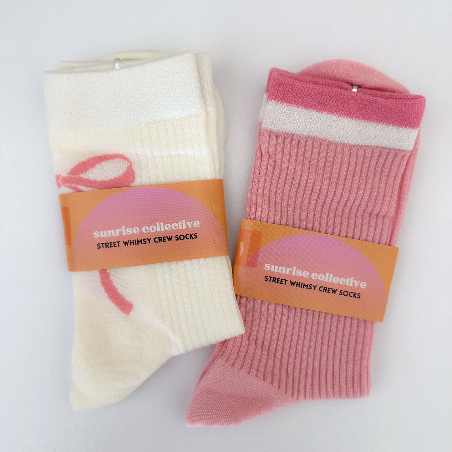 Street Whimsy Crew Socks in Girly Bows & Pink