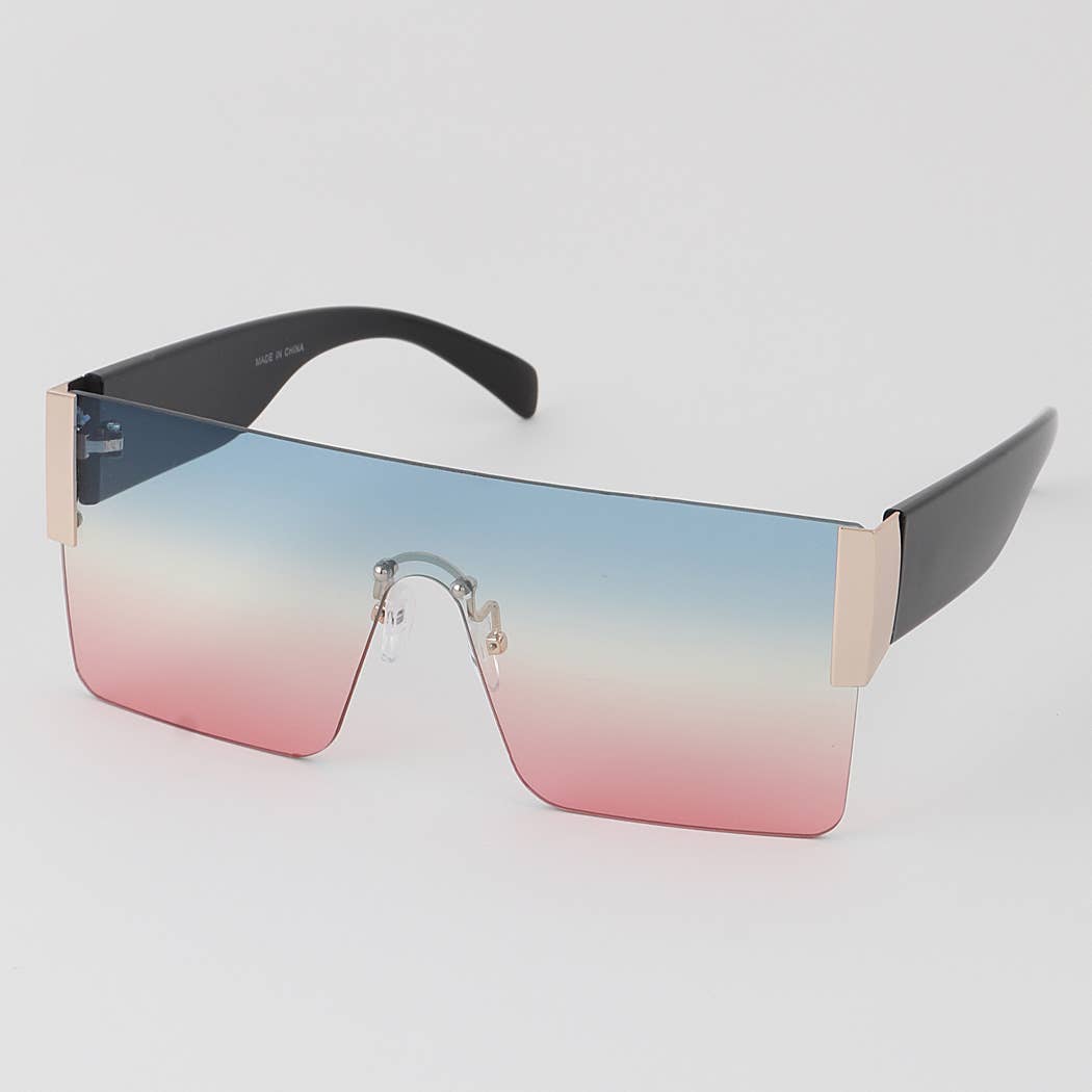 Side Enforced Rectangular Shield Sunglasses: MIX