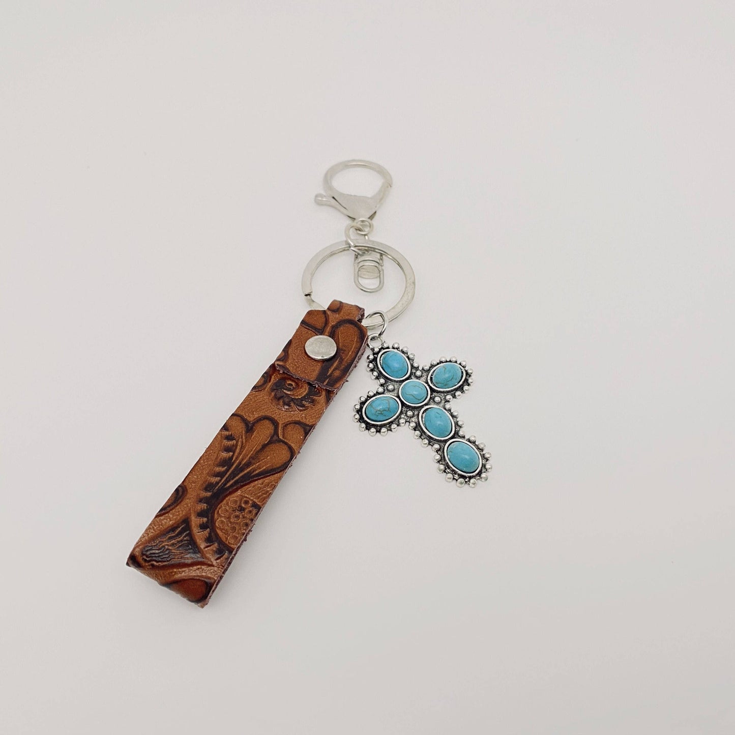 Leather Western Style Keychains Turquoise Pendant Key Chain