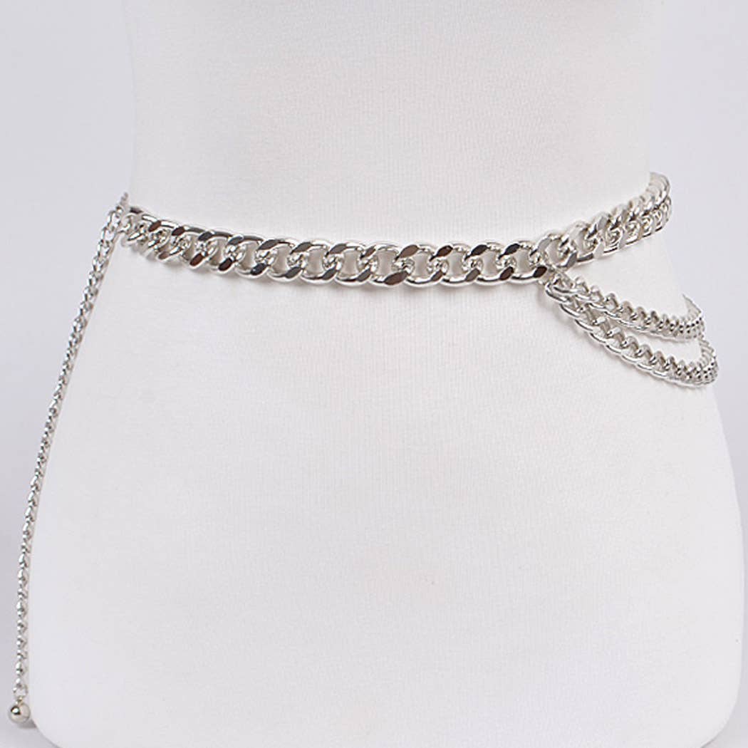 Layered Chain Belt: Silver