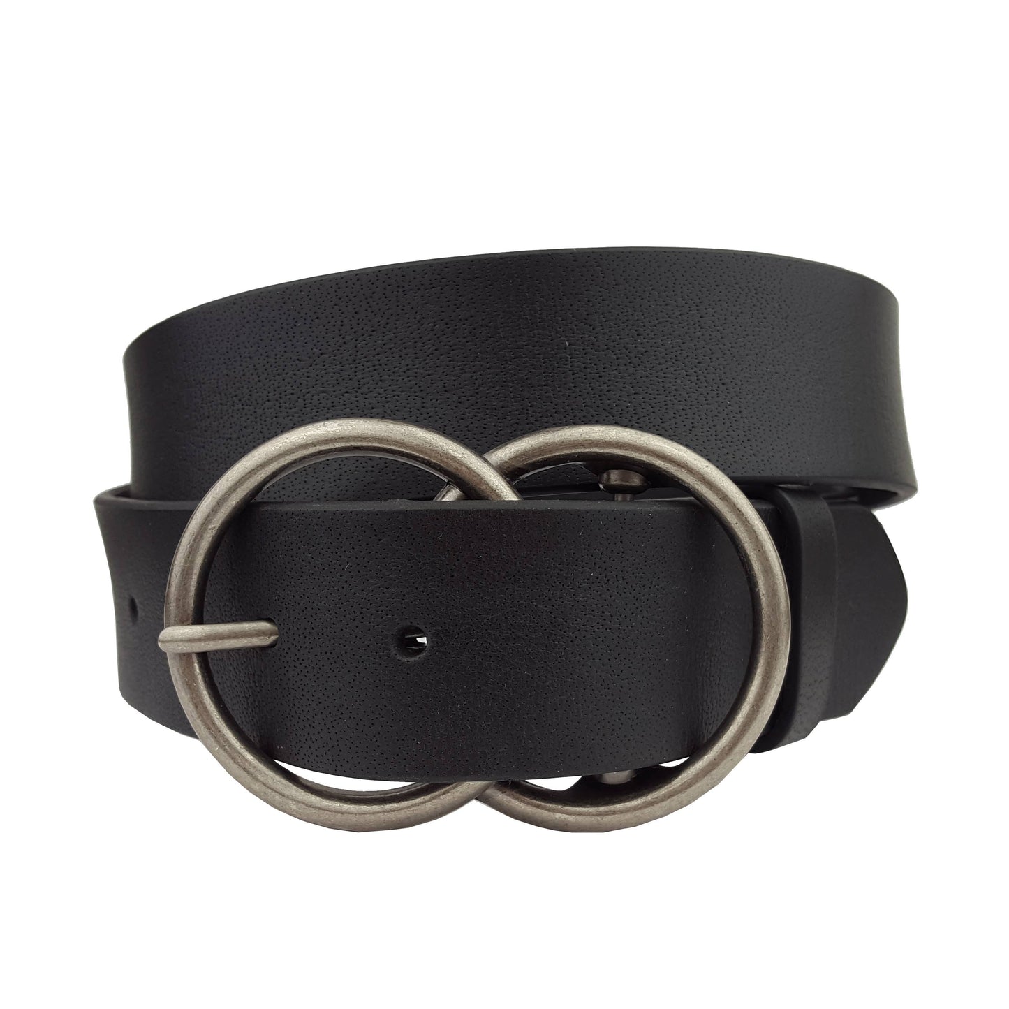 Genuine Leather belt w. Double Ring Design Buckle