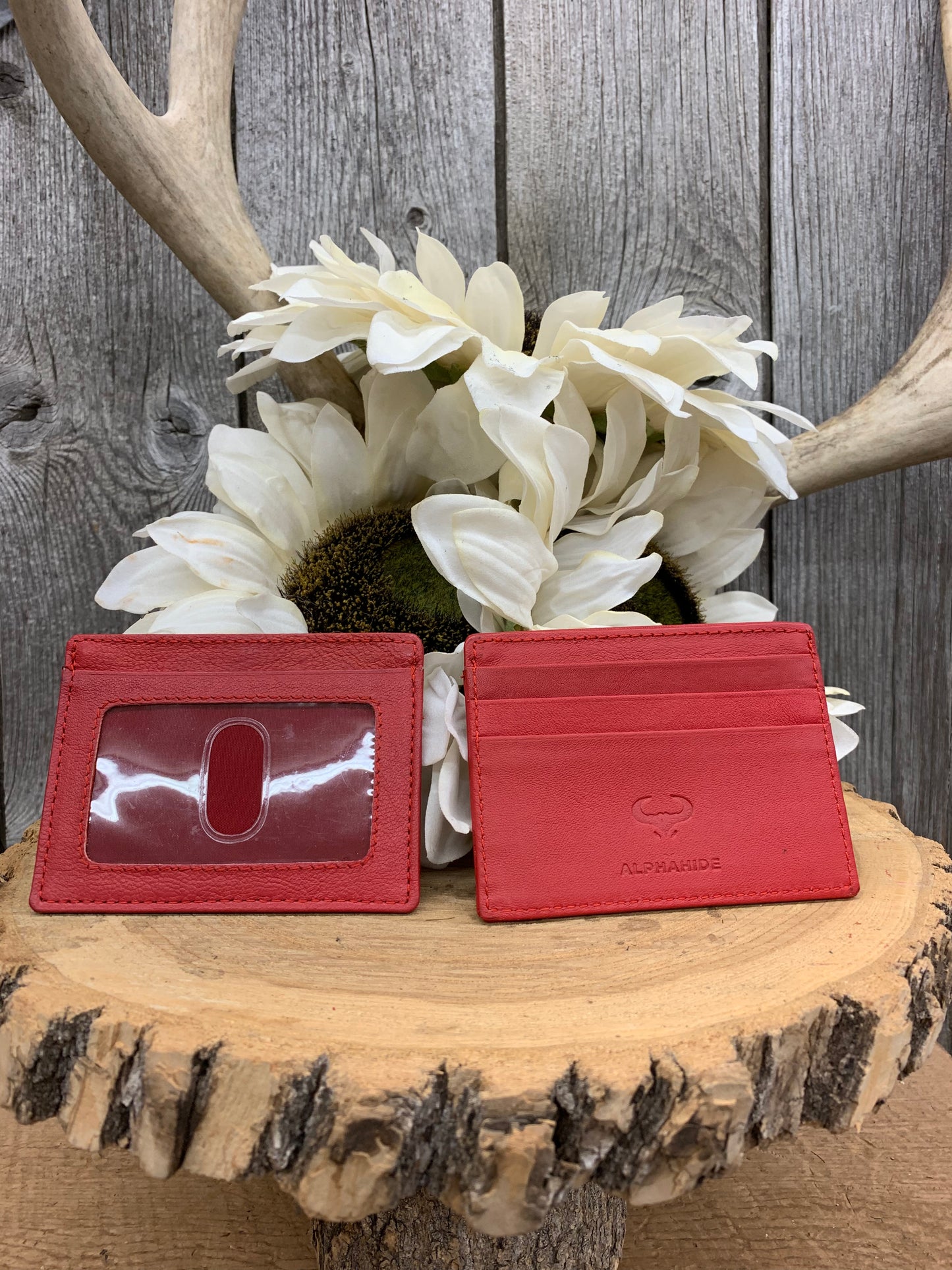 Red Leather Minimalist Wallet