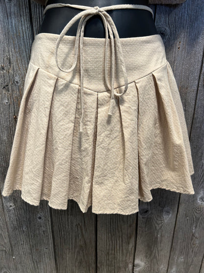 Collared Self Tie Crop Top Skirt Set