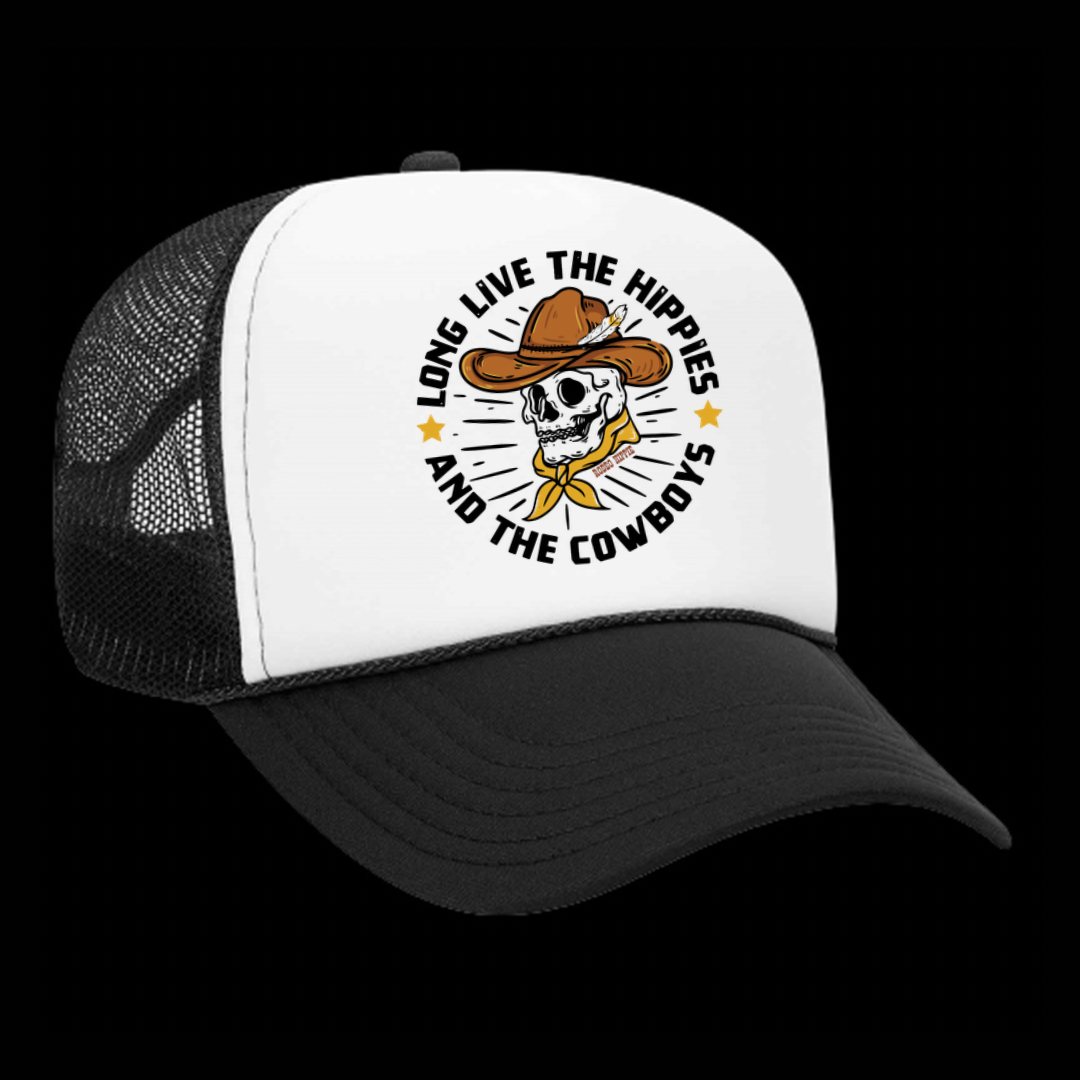 Long Live  the Hippies and Cowboys Trucker Hat