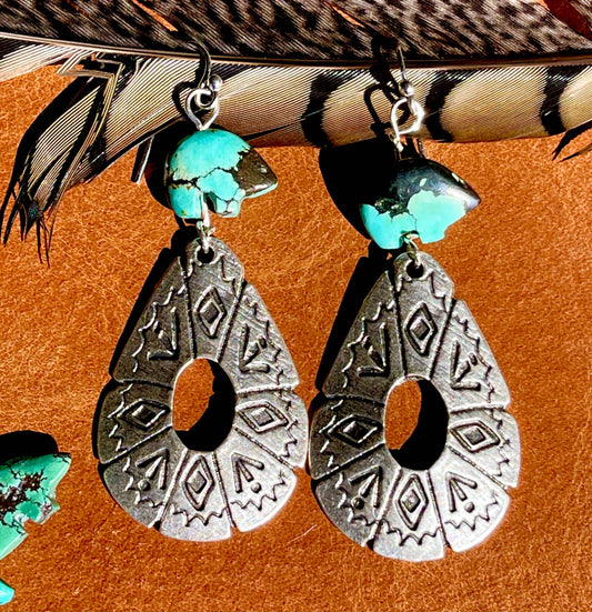 Turquoise Native Bear, Western Earrings