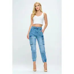 High Rise Cargo Jeans