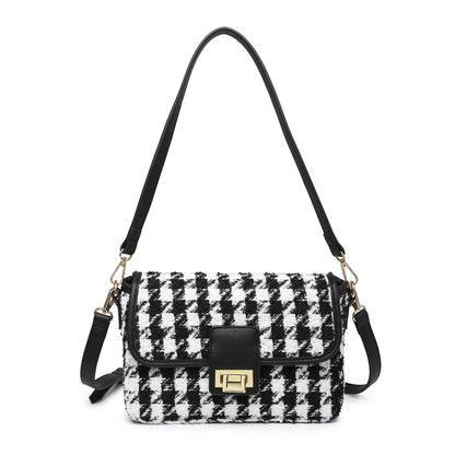 M2169HDST Elodie Houndstooth Gold Accent Crossbody