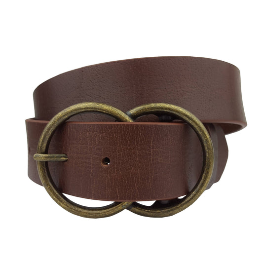 Genuine Leather belt w. Double Ring Design Buckle