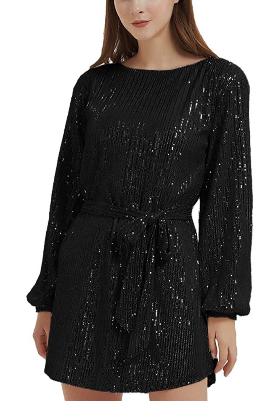 Sparkly Sequins Party Dress Long Sleeve Dress